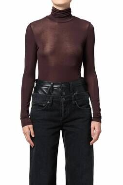 NEW AGOLDE women's pascale turtleneck sweater in root